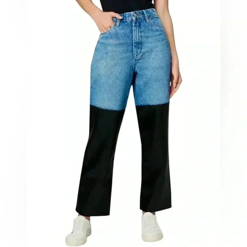 Blank NYC New NWT The Baxter Ribcage Straight Leg Mixed Media Pants Size 25